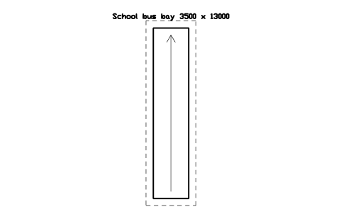 Preview of the School bus bay 3500 x 13000 symbol, block SCH_BUS_BAY