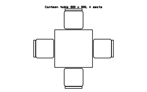 Preview of the Canteen table 800 x 800, 4 seats symbol, block SCH_CANTEEN_SQUARE_4