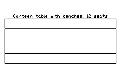 Preview of the Canteen table with benches, 12 seats symbol, block SCH_CANTEEN_TABLE_12