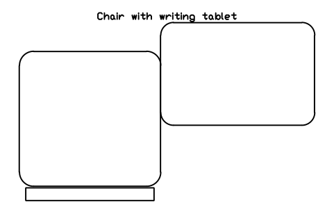 Preview of the Chair with writing tablet symbol, block SCH_CHAIR_ARM_TABLET