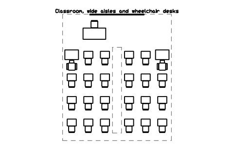Preview of the Classroom, wide aisles and wheelchair desks symbol, block SCH_CLASS_ACCESSIBLE_28