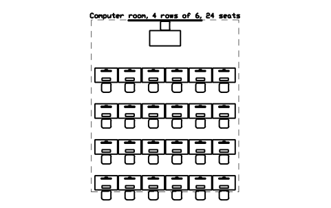 Preview of the Computer room, 4 rows of 6, 24 seats symbol, block SCH_CLASS_COMPUTER_24