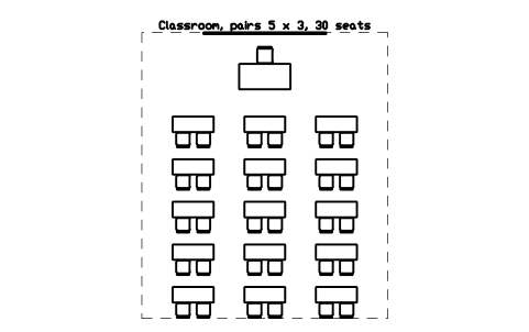 Preview of the Classroom, pairs 5 x 3, 30 seats symbol, block SCH_CLASS_PAIRS_5X3