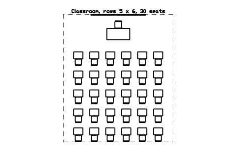 Preview of the Classroom, rows 5 x 6, 30 seats symbol, block SCH_CLASS_ROWS_5X6