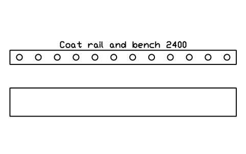 Preview of the Coat rail and bench 2400 symbol, block SCH_COAT_BENCH_2400