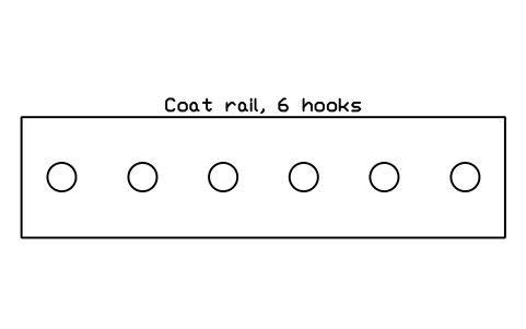 Preview of the Coat rail, 6 hooks symbol, block SCH_COAT_RAIL_1200