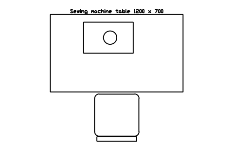 Preview of the Sewing machine table 1200 x 700 symbol, block SCH_CRAFT_SEWING_TABLE