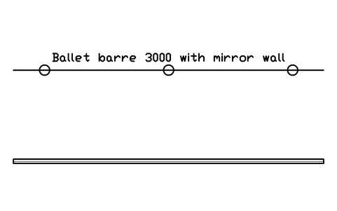 Preview of the Ballet barre 3000 with mirror wall symbol, block SCH_DANCE_BARRE_3000