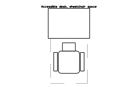 Preview of the Accessible desk, wheelchair space symbol, block SCH_DESK_ACCESSIBLE