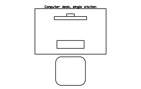 Preview of the Computer desk, single station symbol, block SCH_DESK_COMPUTER