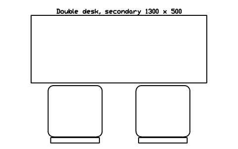 Preview of the Double desk, secondary 1300 x 500 symbol, block SCH_DESK_DOUBLE_SECONDARY