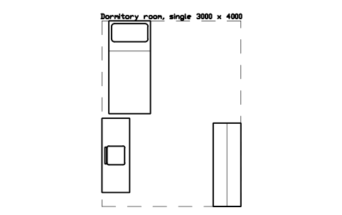Preview of the Dormitory room, single 3000 x 4000 symbol, block SCH_DORM_ROOM_SINGLE