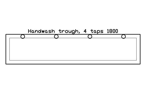Preview of the Handwash trough, 4 taps 1800 symbol, block SCH_KG_HANDWASH_TROUGH
