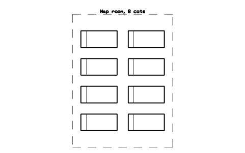 Preview of the Nap room, 8 cots symbol, block SCH_KG_NAP_ROOM_8