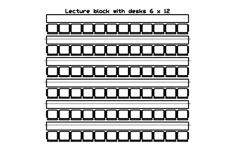 Preview of the Lecture block with desks 6 x 12 symbol, block SCH_LECT_BLOCK_DESK_6X12