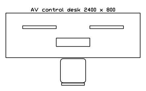 Preview of the AV control desk 2400 x 800 symbol, block SCH_LECT_CONTROL_DESK