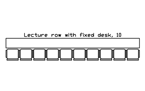 Preview of the Lecture row with fixed desk, 10 symbol, block SCH_LECT_ROW_DESK_10
