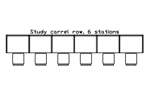 Preview of the Study carrel row, 6 stations symbol, block SCH_LIB_CARREL_ROW_6