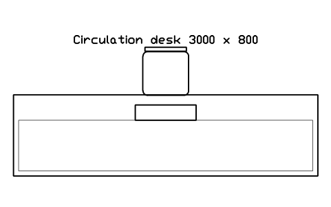 Preview of the Circulation desk 3000 x 800 symbol, block SCH_LIB_DESK_3000