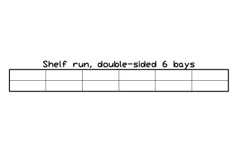 Preview of the Shelf run, double-sided 6 bays symbol, block SCH_LIB_SHELF_RUN_6