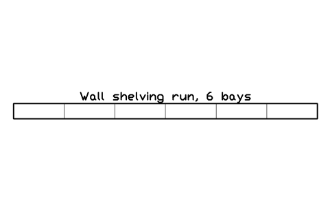 Preview of the Wall shelving run, 6 bays symbol, block SCH_LIB_SHELF_WALL_6