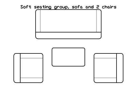 Preview of the Soft seating group, sofa and 2 chairs symbol, block SCH_LIB_SOFT_SEATING