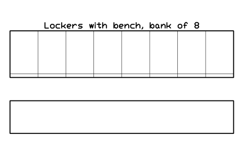 Preview of the Lockers with bench, bank of 8 symbol, block SCH_LOCKERS_BENCH_8
