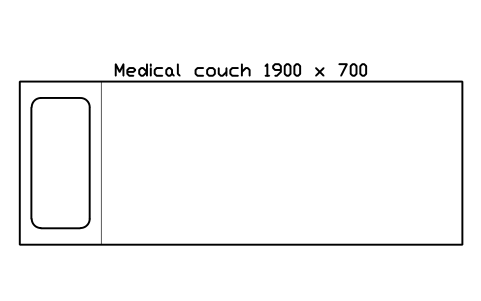 Preview of the Medical couch 1900 x 700 symbol, block SCH_NURSE_COUCH
