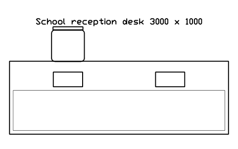 Preview of the School reception desk 3000 x 1000 symbol, block SCH_RECEPTION_3000