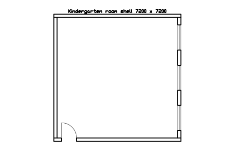 Preview of the Kindergarten room shell 7200 x 7200 symbol, block SCH_ROOM_KINDER