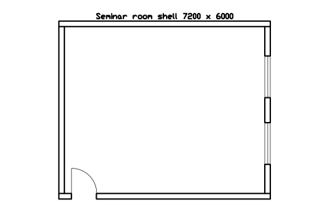 Preview of the Seminar room shell 7200 x 6000 symbol, block SCH_ROOM_SEMINAR
