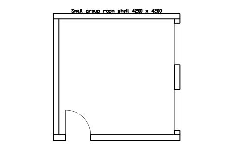 Preview of the Small group room shell 4200 x 4200 symbol, block SCH_ROOM_SMALL