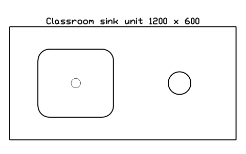 Preview of the Classroom sink unit 1200 x 600 symbol, block SCH_SINK_UNIT_1200