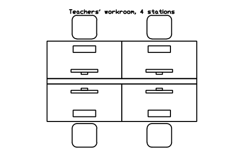 Preview of the Teachers' workroom, 4 stations symbol, block SCH_STAFF_WORKBANK_4