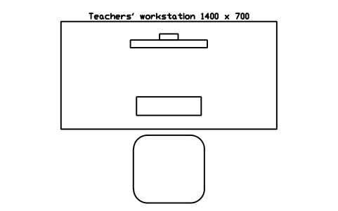 Preview of the Teachers' workstation 1400 x 700 symbol, block SCH_STAFF_WORKSTATION