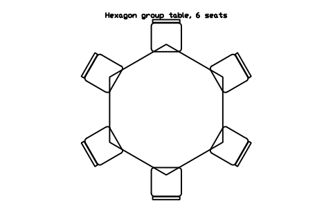Preview of the Hexagon group table, 6 seats symbol, block SCH_TABLE_HEXAGON