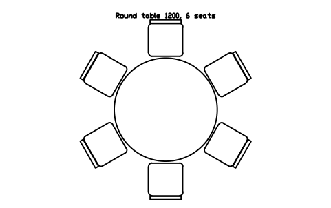 Preview of the Round table 1200, 6 seats symbol, block SCH_TABLE_ROUND_1200