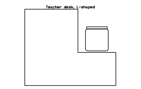 Preview of the Teacher desk, L-shaped symbol, block SCH_TEACHER_DESK_L