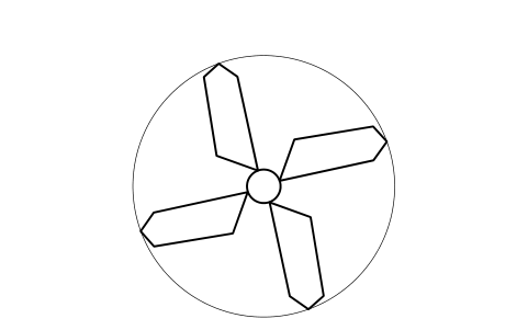 Preview of the Propeller, 4 blades, front symbol, block SHP_PROP_FRONT