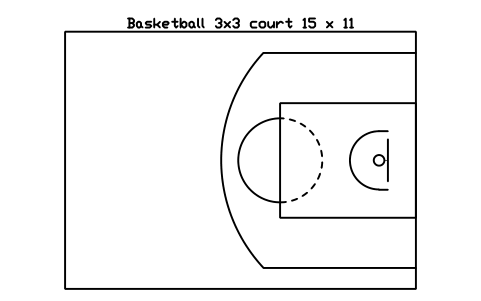 Anteprima del simbolo Basketball 3x3 court 15 x 11, blocco SPT_BASKET_3X3