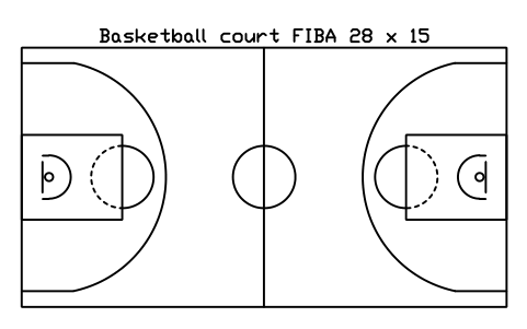 Anteprima del simbolo Basketball court FIBA 28 x 15, blocco SPT_BASKET_FIBA