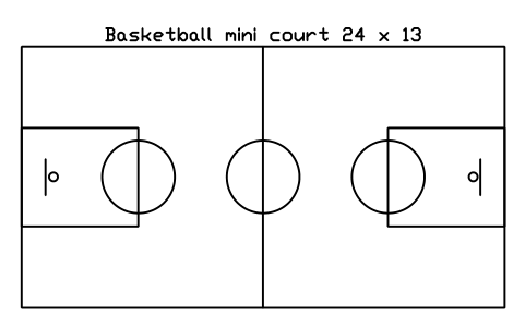 Basketball mini court 24 x 13 sembolünün önizlemesi, blok SPT_BASKET_MINI_24X13