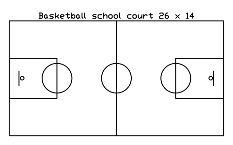 Basketball school court 26 x 14 sembolünün önizlemesi, blok SPT_BASKET_SCHOOL_26X14