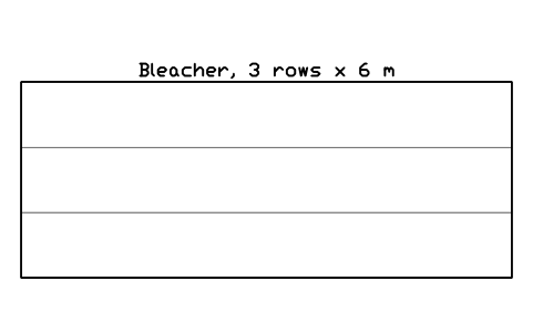 Anteprima del simbolo Bleacher, 3 rows x 6 m, blocco SPT_BLEACHER_3