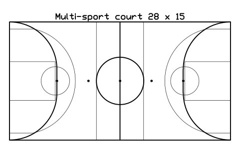 Multi-sport court 28 x 15 sembolünün önizlemesi, blok SPT_MULTI_28X15