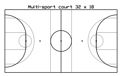 Multi-sport court 32 x 18 sembolünün önizlemesi, blok SPT_MULTI_32X18