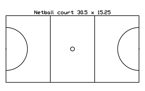 Anteprima del simbolo Netball court 30.5 x 15.25, blocco SPT_NETBALL_30X15