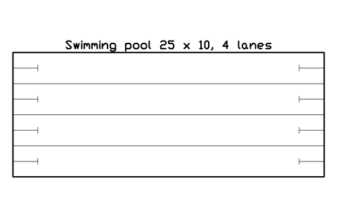Anteprima del simbolo Swimming pool 25 x 10, 4 lanes, blocco SPT_POOL_25X10
