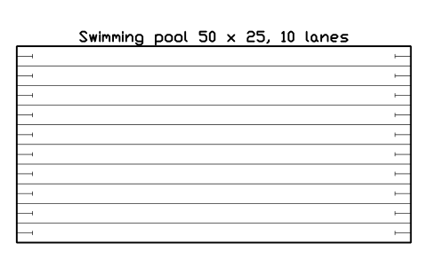 Anteprima del simbolo Swimming pool 50 x 25, 10 lanes, blocco SPT_POOL_50X25