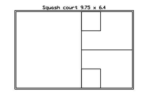 Anteprima del simbolo Squash court 9.75 x 6.4, blocco SPT_SQUASH